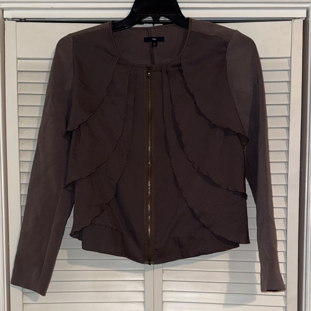 GAP Women's Brown Ruffle Thin Jacket - M